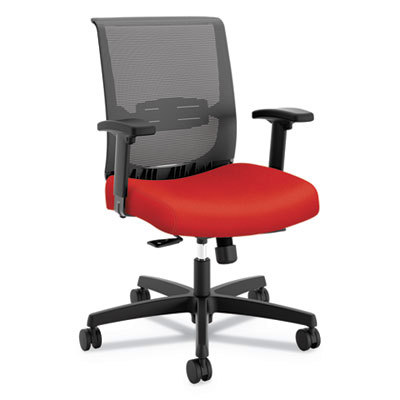 Convergence Mid-Back Task Chair, Synchro-Tilt And Seat Glide, Supports Up To 275 Lb, Red Seat, Black Back/base